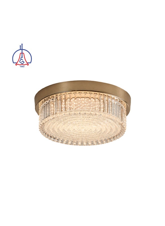AL SALHIYA LIGHTING LED Acrylic Ceiling Light , Clear Acrylic With Crystal Diffuser , Iron Base,Gold  (TRICOLOR-CCT Slide Switch in Driver) D 22cm - Image 2